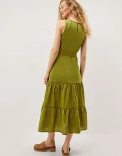 Jen Belted Jersey Maxi Dress Green