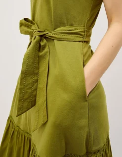 Jen Belted Jersey Maxi Dress Green