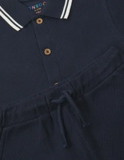 Jersey Polo Shirt & Shorts Set Blue