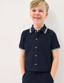 Jersey Polo Shirt & Shorts Set Blue
