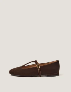 Jesi Velvet Mary Jane Ballet Flats Brown