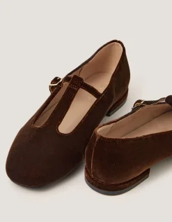 Jesi Velvet Mary Jane Ballet Flats Brown