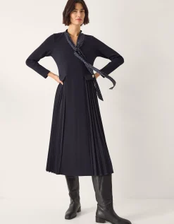 Jessie Jersey Pleat Midi Dress & Scarf Blue