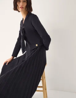 Jessie Jersey Pleat Midi Dress & Scarf Blue
