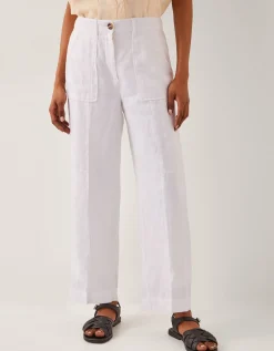 Jolie Regular Linen Wide Leg Trousers White