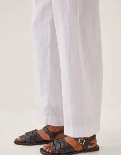 Jolie Regular Linen Wide Leg Trousers White