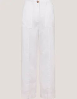 Jolie Regular Linen Wide Leg Trousers White