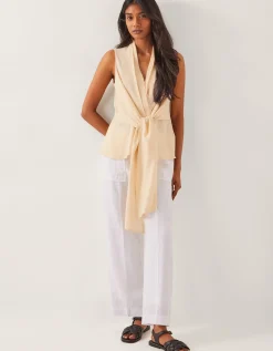 Jolie Regular Linen Wide Leg Trousers White