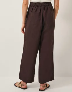 Jolie Straight Linen Trousers Brown