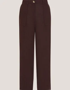 Jolie Straight Linen Trousers Brown