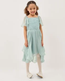 Joy Ruffle Chiffon Party Dress Green