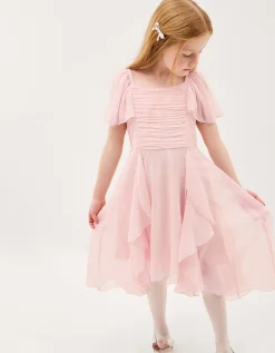 Joy Ruffle Chiffon Party Dress Pink