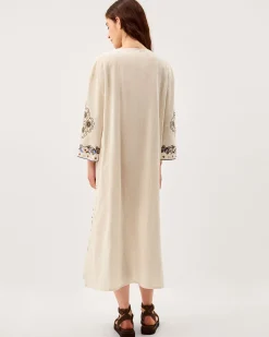 Julie Embroidered Midi Kaftan Ivory