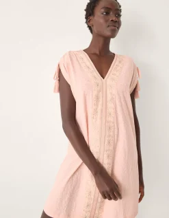 Julie Embroidered Mini Kaftan Dress Pink
