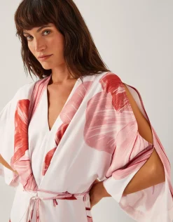 June Floral Kimono Maxi Dress Ivory