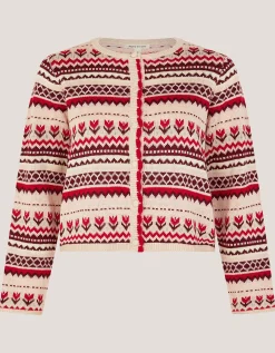 Juno Floral Fair Isle Cardigan Ivory