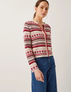 Juno Floral Fair Isle Cardigan Ivory