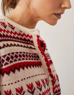 Juno Floral Fair Isle Cardigan Ivory