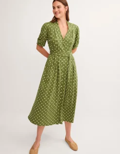 Kasey Polka Dot Jersey Midi Dress Green