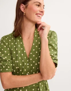 Kasey Polka Dot Jersey Midi Dress Green