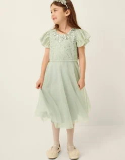 Keisa Embellished Lace Party Dress Green