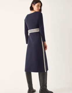 Keli Contrast Stripe Knit Midi Dress Blue