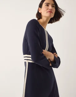 Keli Contrast Stripe Knit Midi Dress Blue
