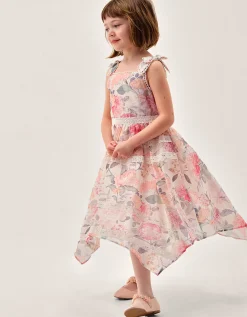 Kelis Floral Lace Hanky Hem Dress Pink