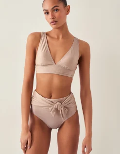 Kiki Glitter High Waist Bikini Bottom Gold
