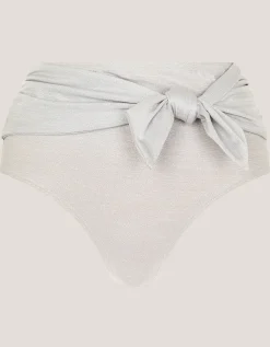 Kiki Glitter High Waist Bikini Bottom Silver