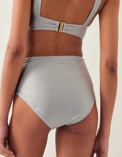 Kiki Glitter High Waist Bikini Bottom Silver
