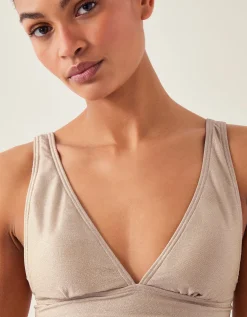 Kiki Glitter Triangle Bikini Top Gold
