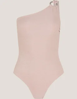 Kimi Glitter One-Shoulder Swimsuit Gold
