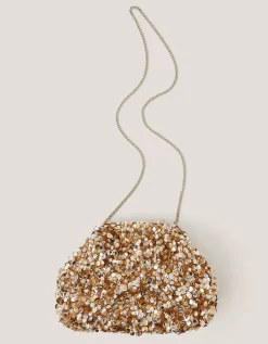 Kira Sequin Clutch Bag Gold