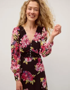 Kiri Floral Print Maxi Dress Black