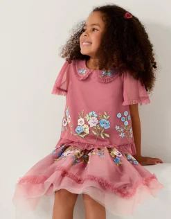Kristi Embroidered Tulle Top Pink