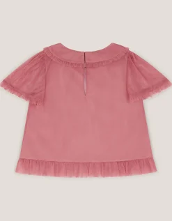 Kristi Embroidered Tulle Top Pink