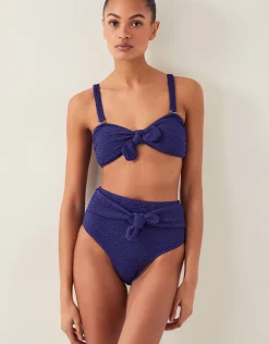 Kyla Tie Front Bandeau Bikini Top Blue