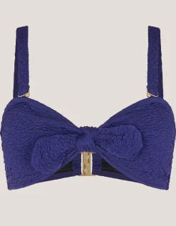 Kyla Tie Front Bandeau Bikini Top Blue