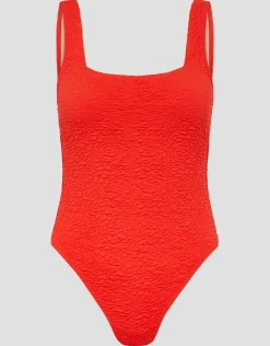 Kylee Textured Square Neck Swimsuit Pink