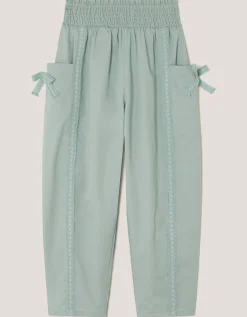 Lace Trim Barrel Trousers Green