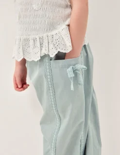 Lace Trim Barrel Trousers Green