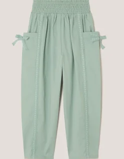 Lace Trim Barrel Trousers Green