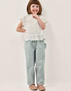 Lace Trim Barrel Trousers Green