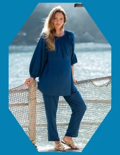 La Galeria Elefante Buddha Slouchy Trousers Blue