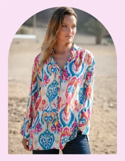 La Galeria Elefante Elizabeth Printed Kaftan Top Multi