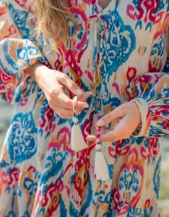La Galeria Elefante Elizabeth Tie-Front Printed Maxi Dress Multi