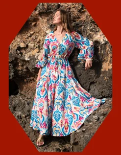 La Galeria Elefante Elizabeth Tie-Front Printed Maxi Dress Multi