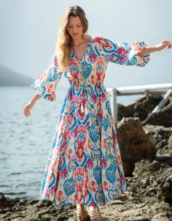 La Galeria Elefante Elizabeth Tie-Front Printed Maxi Dress Multi