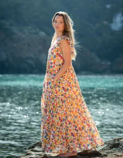 La Galeria Elefante Mediterranean Floral Maxi Dress Multi